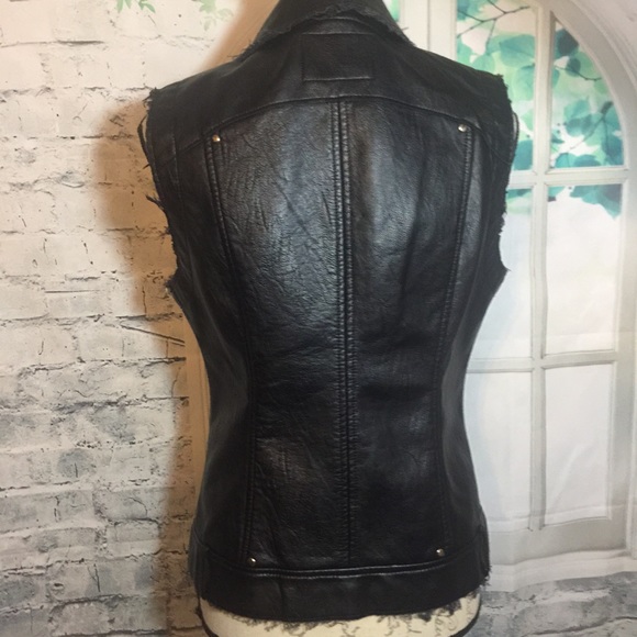 BLANCNYC Leather Jacket Black Sleeveless - Picture 5 of 8